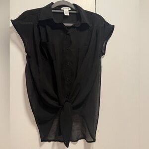 Better B. Black Sheer Button-Down Shirt
